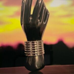 Vintage Two Tone Rhinestone Stretch Metal Bracelet Medium/Large